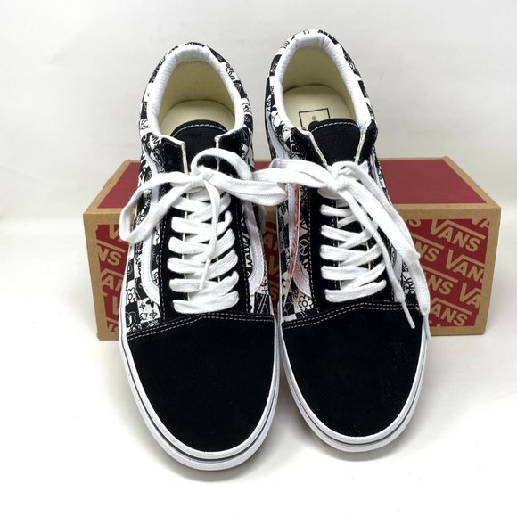 VANS Men's Size VN0A7Q2J6U6 OLD SKOOL Doodle Checkerboard Black White Sneaker - Picture 4 of 11